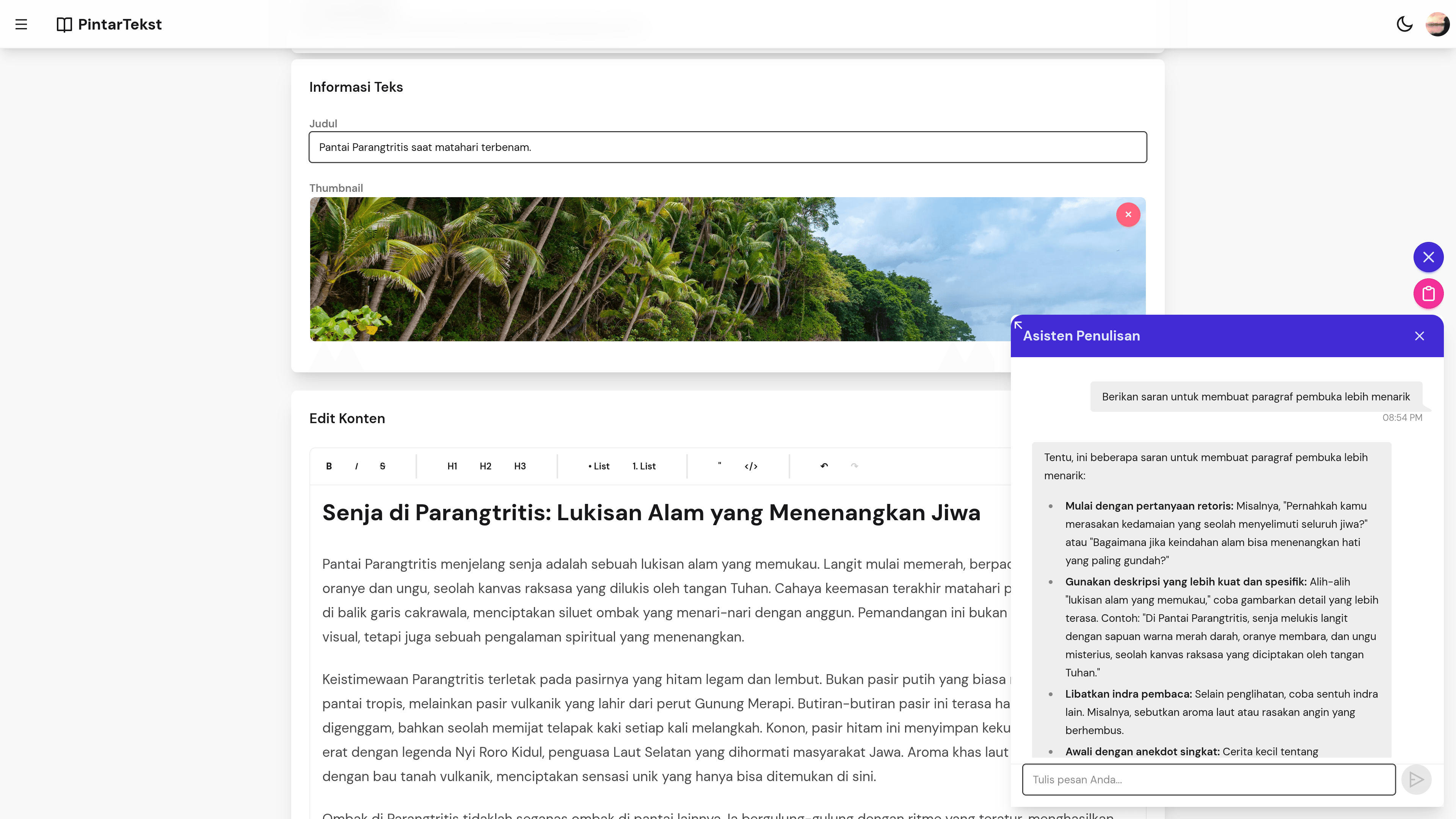 PintarTekst preview desktop